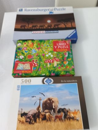 Lote 3 Puzzles Ravensburger, Panorama y 500 Piezas