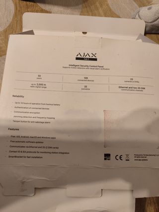 Pack panel Alarma Ajax Hub2 2G +  1 detector 