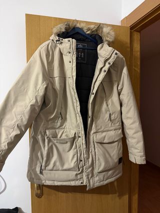 Cazadora hombre tres cuartos beige con gorro XXL
