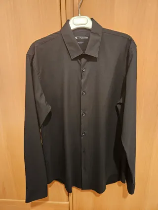Camisa Zara Negra Manga Larga.