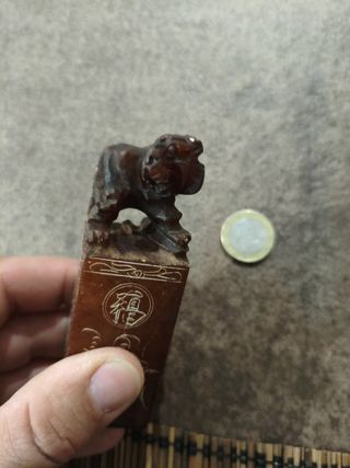 Antiguo Sello Chino León y Caracteres
