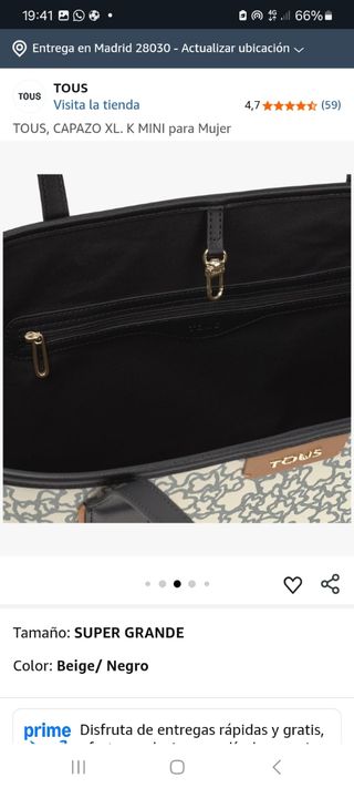 Bolso Capazo Tous XL + Riñonera Beige
