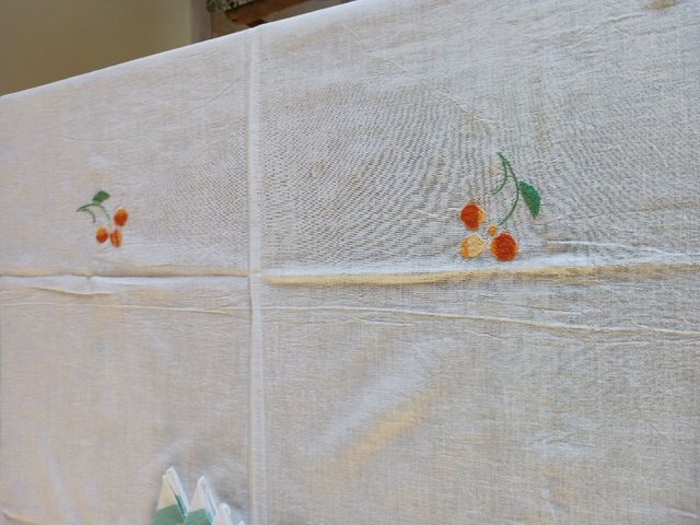 Tovaglia lino vintage con 6 tovaglioli