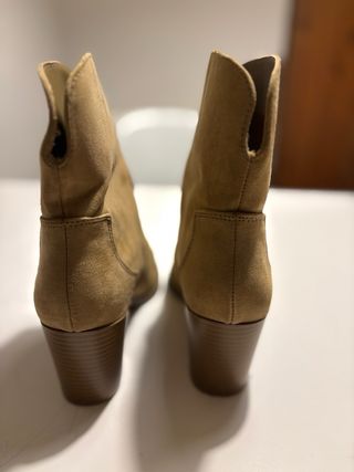 Botas Tejanas Cortas Beige/Marrón