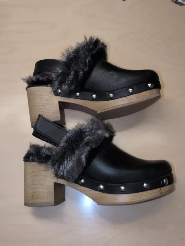 Zuecos Suecos con tacón de 6 cm y pelo