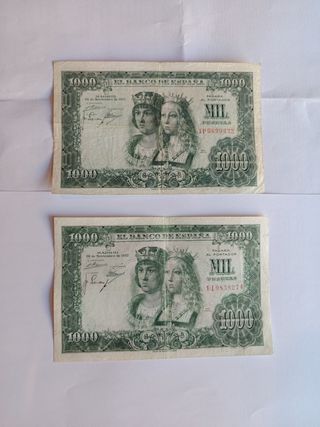 Billetes 1000 Pesetas El Banco de España 1957