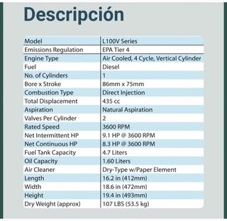Motor diésel Yanmar L100 N1
