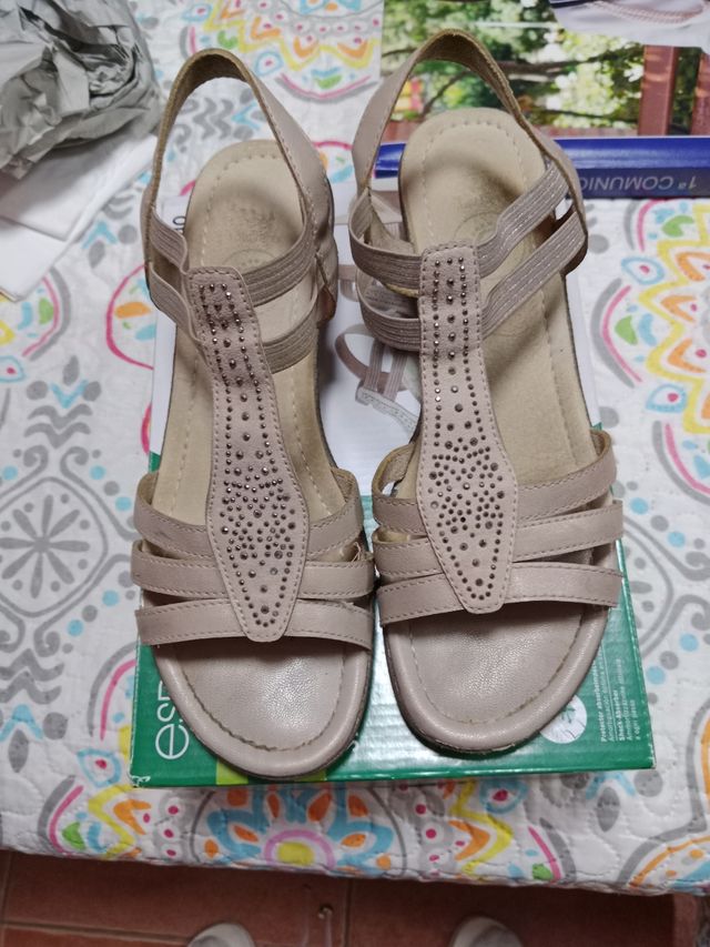 Sandalias cómodas mujer T40 beige