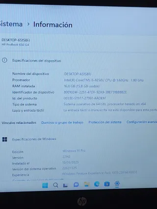 Portátil HP i5 