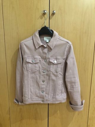 Cazadora vaquera rosa pastel mujer