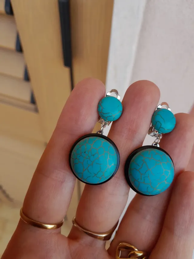 Orecchini vintage pasta di turchese clip