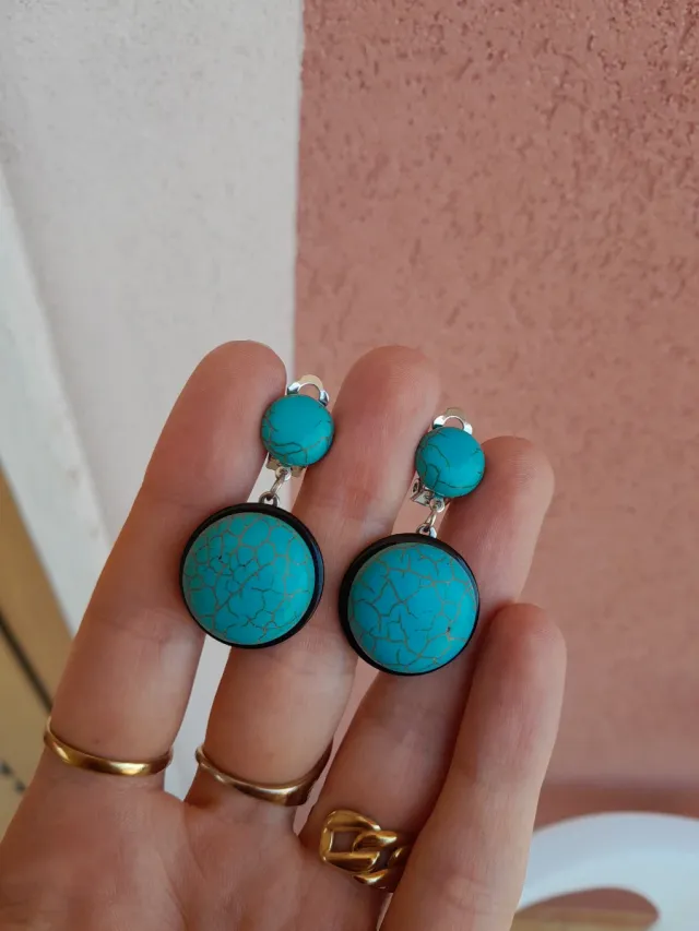 Orecchini vintage pasta di turchese clip