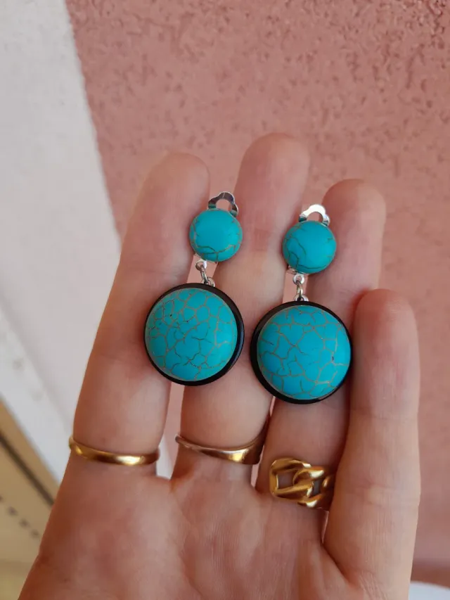 Orecchini vintage pasta di turchese clip