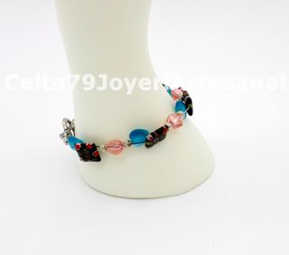 Pulsera Ojo de Gato Azul Artesanal