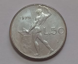 Moneda Italia Dios Vulcano Herrero 1979