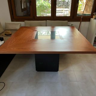 Mesa Comedor Cuadrada Madera y Cristal