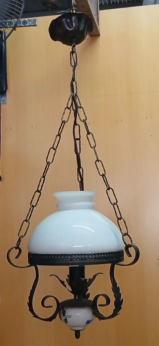 Lámpara de techo vintage metal y cristal ópalo 
