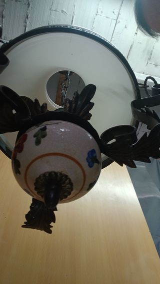 Lámpara de techo vintage metal y cristal ópalo 
