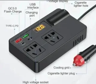 Inversor de Corriente Coche 12V/24V a 220V + USB