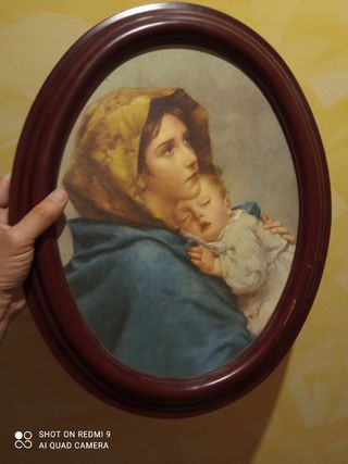Cuadro Virgen María y Niño Ovalado