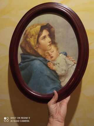 Cuadro Virgen María y Niño Ovalado