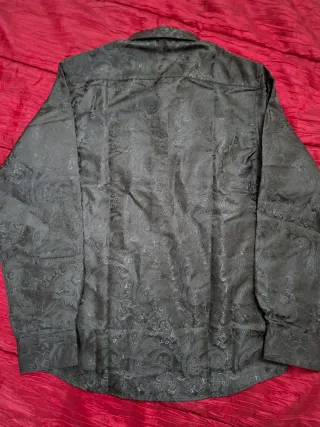 Camicia uomo nera, tessuto damascato