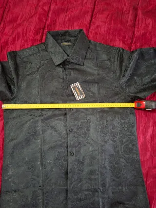 Camicia uomo nera, tessuto damascato