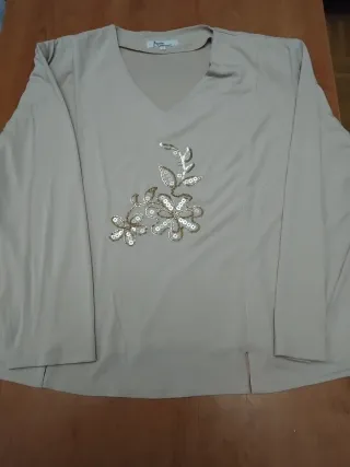 Blusa Pepa Talla Única Beige con Dorado