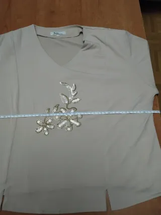 Blusa Pepa Talla Única Beige con Dorado