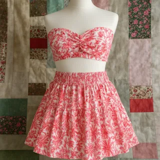 Conjunto Mujer Top y Falda Estampado