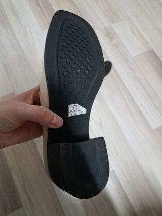 Botines Beige/Negro Talla 36-37 Mujer