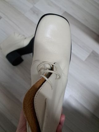 Botines Beige/Negro Talla 36-37 Mujer