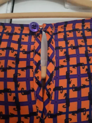 Vestido estampado gatos naranja y morado