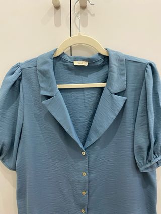 Blusa azul manga corta Hipercor