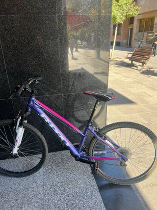 Bicicleta morada y rosa