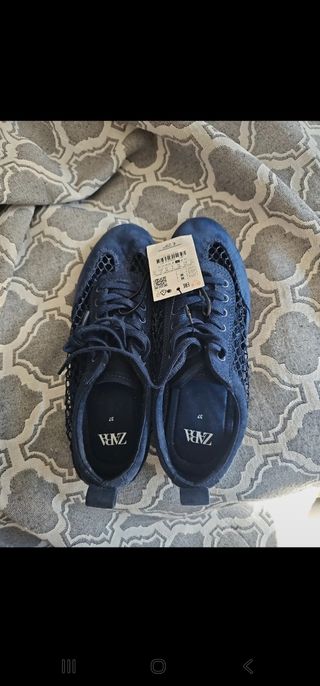 Zapatos Zara cordones malla azul talla 37