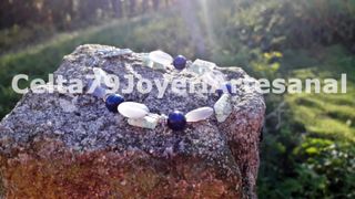 Pulsera Ojo de Gato Azul y Gris Artesanal