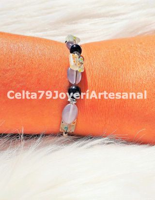 Pulsera Ojo de Gato Azul y Gris Artesanal