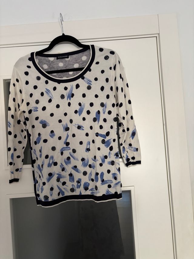 Jersey Diana Gallesi Lunares Azul Blanco T.M
