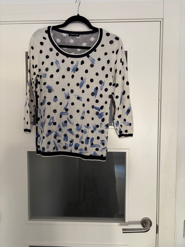 Jersey Diana Gallesi Lunares Azul Blanco T.M