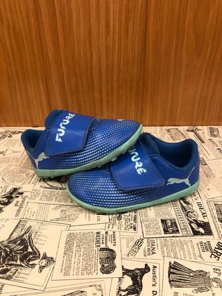 Bambas de fútbol Puma niño azul talla 26