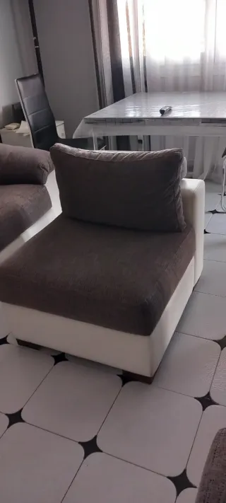 Sofá y sillón de tela