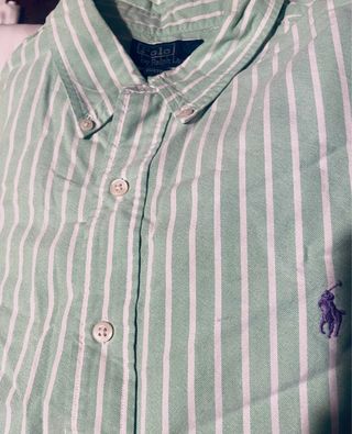 Camisa Polo Ralph Lauren Rayas Verde manga larga.