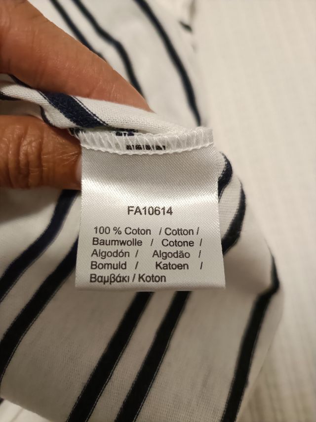 Camiseta Lacoste Mujer Rayas Blanco y Negro