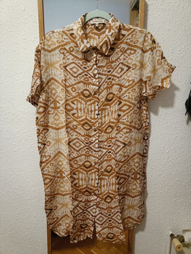 Vestido camisero estampado etnico Surkana Talla M