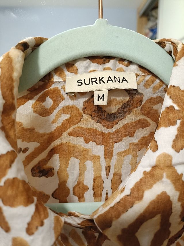 Vestido de camisa estampado étnico Surkana Tamanho M