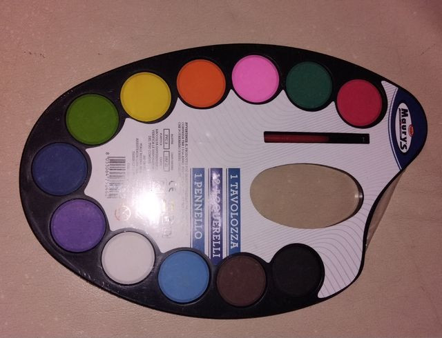 Tavolozza 12 colori acquerello + pennello