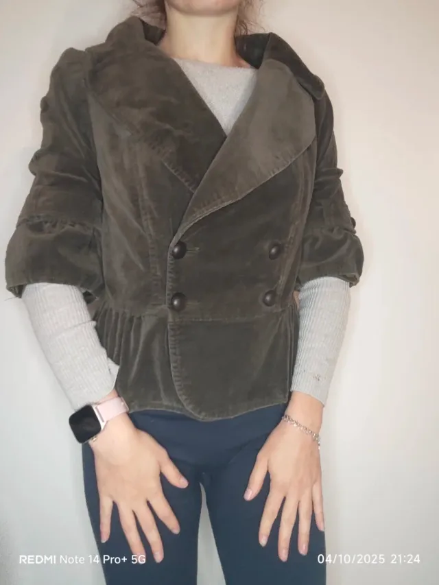 Giacca Zara S maniche 3/4 verde oliva