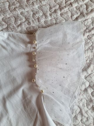 Maglietta elegante bianca con perle taglia s/m