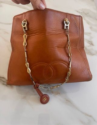Borsa Chanel Vintage Pelle Marrone Oro.
